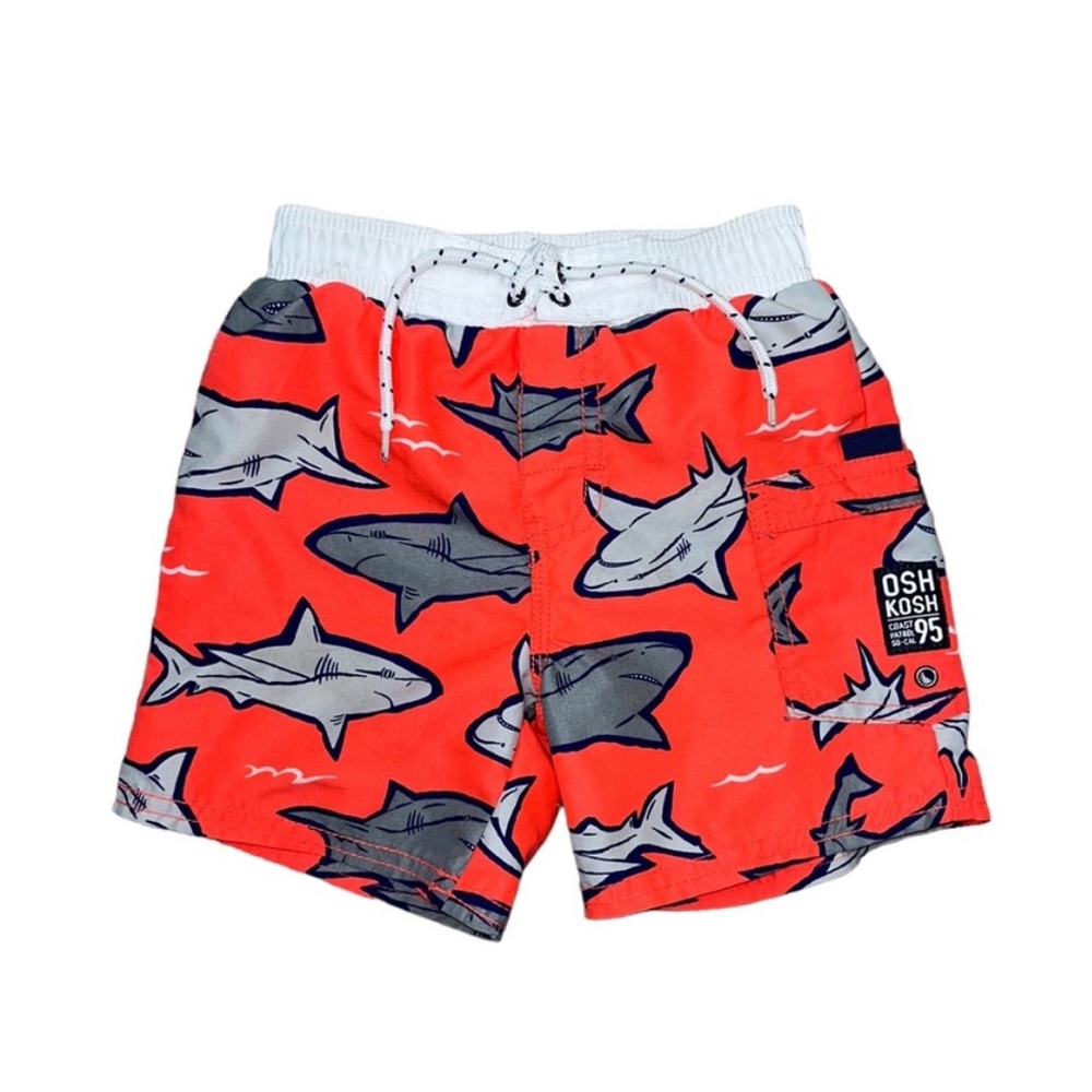 OshKosh B’Gosh Shark Swim Trunks 2T Neon Orange